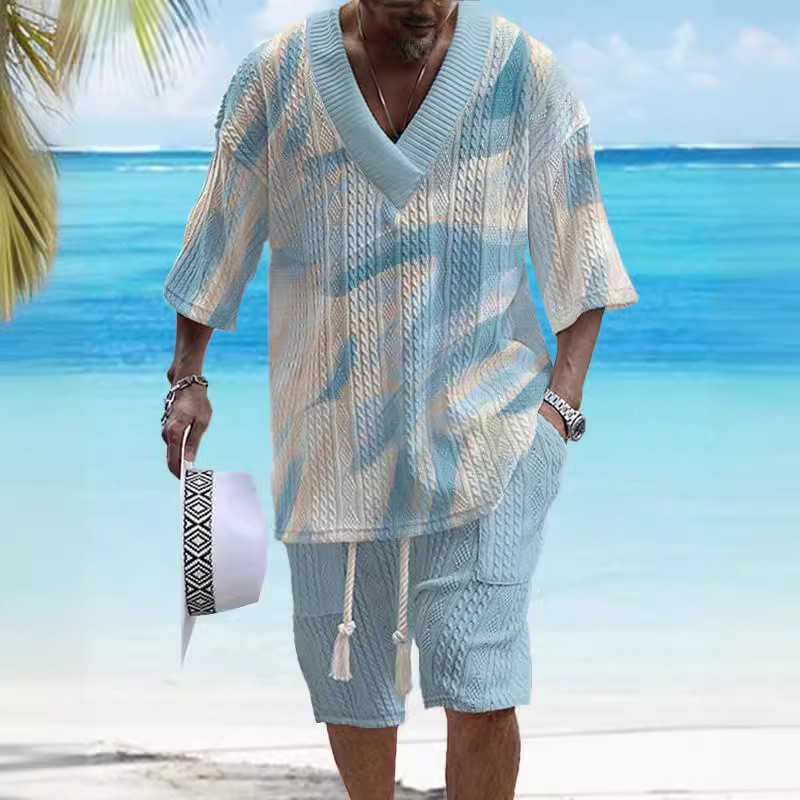 Vintage Jacquard V-Neck Two Piece