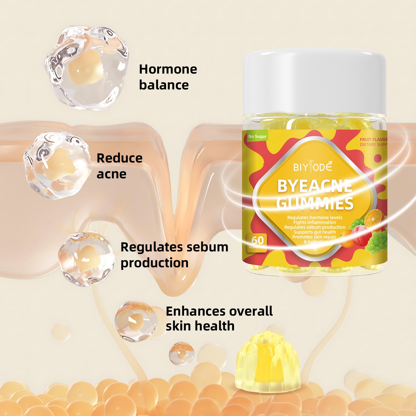 ByeAcne Gummies  Sugar-Free Daily Skin Support from Within