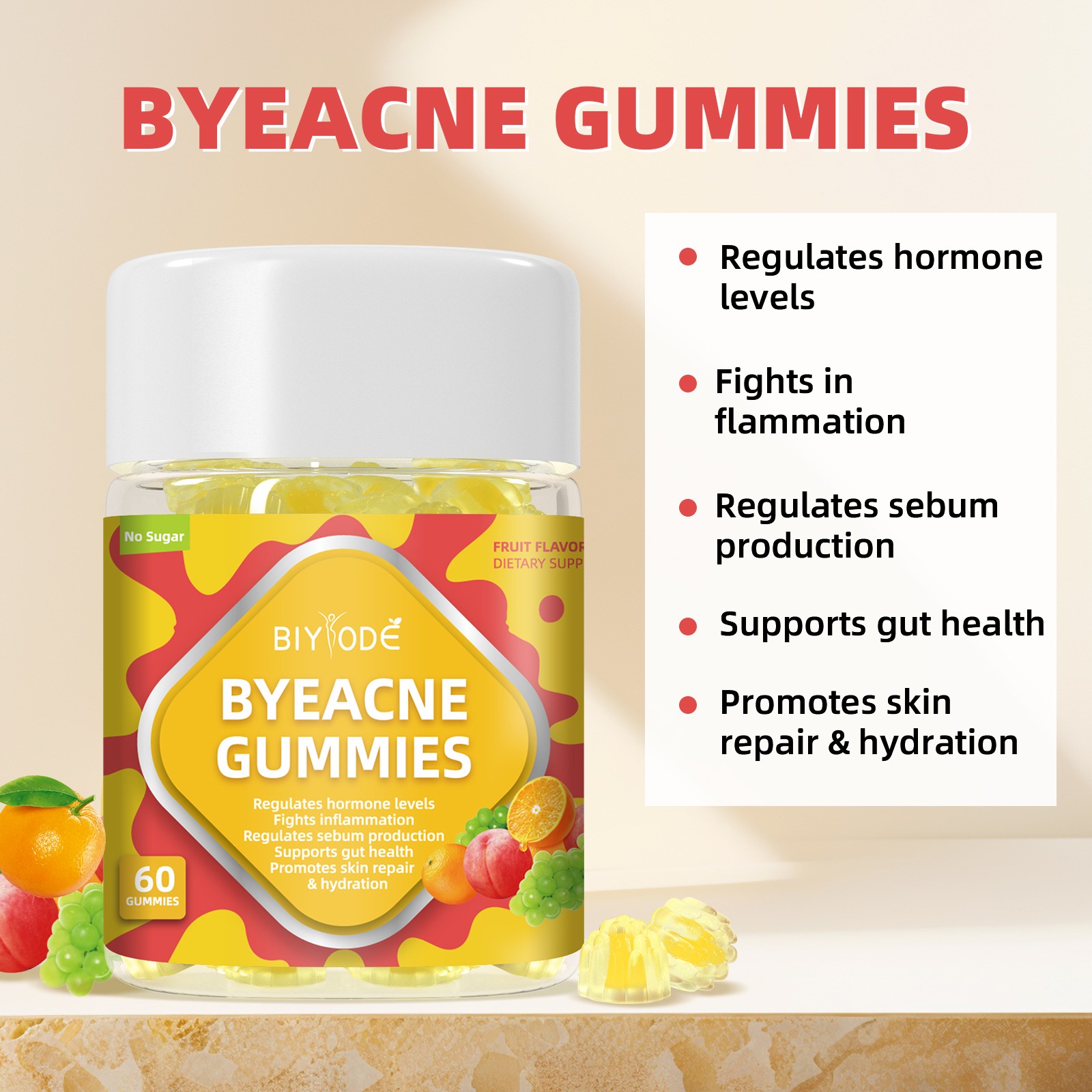 ByeAcne Gummies  Sugar-Free Daily Skin Support from Within