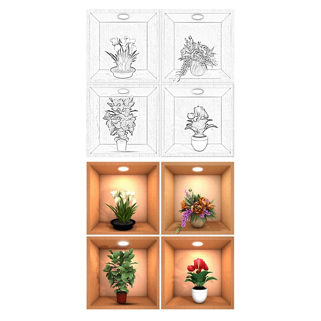 Flower Plant PVC Wall Stickers