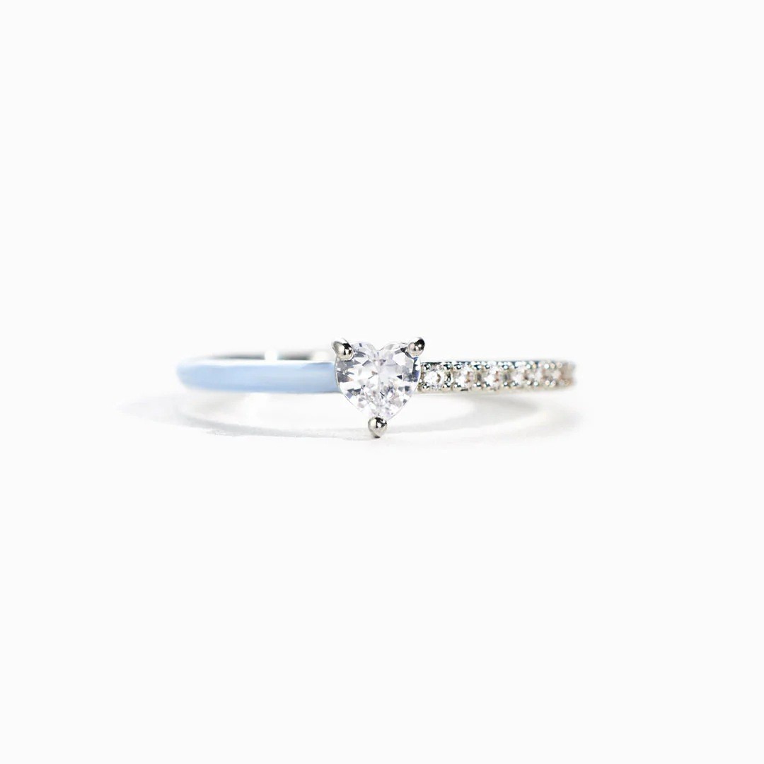 Heart-shaped Rectangular Zircon Rings