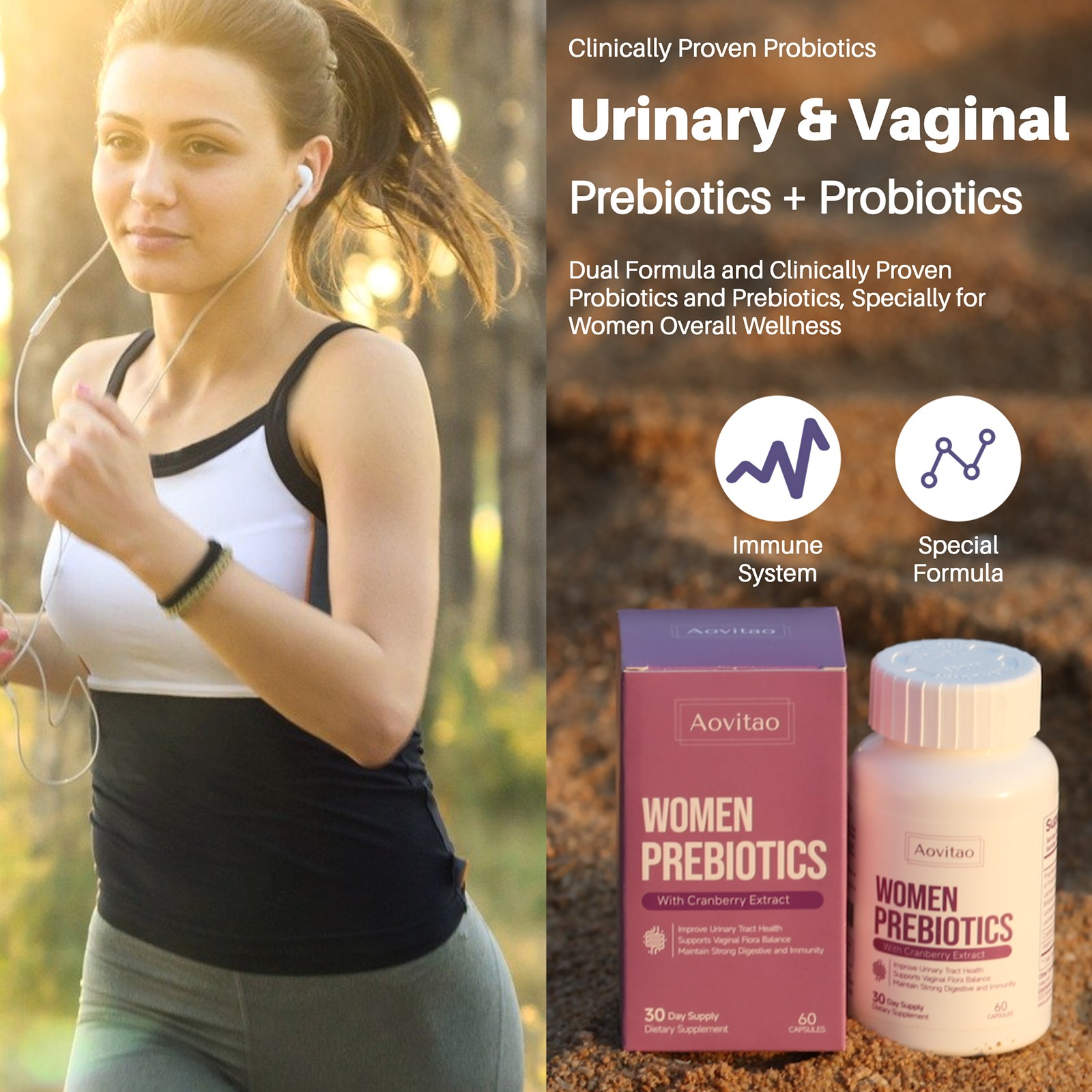 Aovitao Women Prebiotics with Cranberry Extract