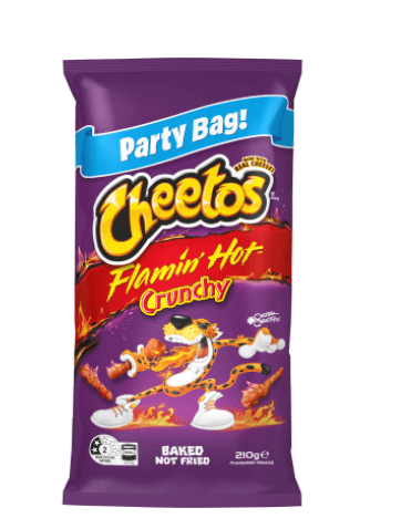 Cheetos Flamin' Hot Crunchy Corn Snacks Party Bag 210g