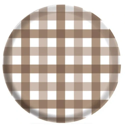Gingham Melamine 17cm Plate Teddy Brown - Pack of 4