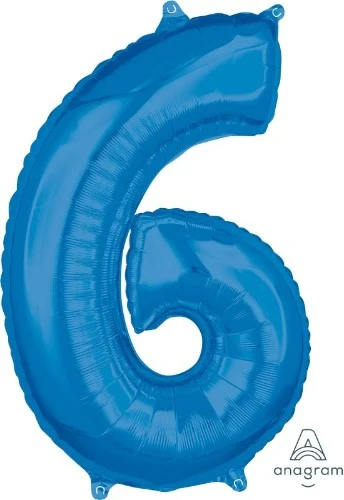 Numeral 6 Shape Balloon Mid-Size - Blue