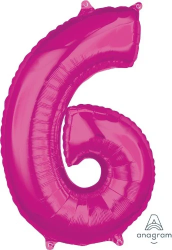 Numeral 6 Shape Balloon Mid-Size - Pink