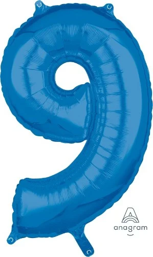 Numeral 9 Shape Balloon Mid-Size - Blue