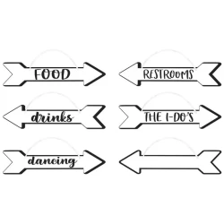 Wedding Directional Hanging Signs With Ribbon - Pack of 6