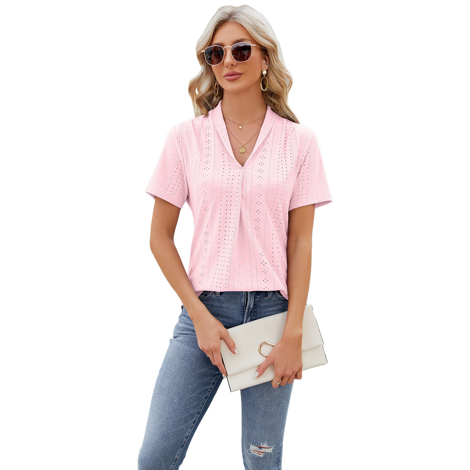 Hollow V-Neck Summer Tee