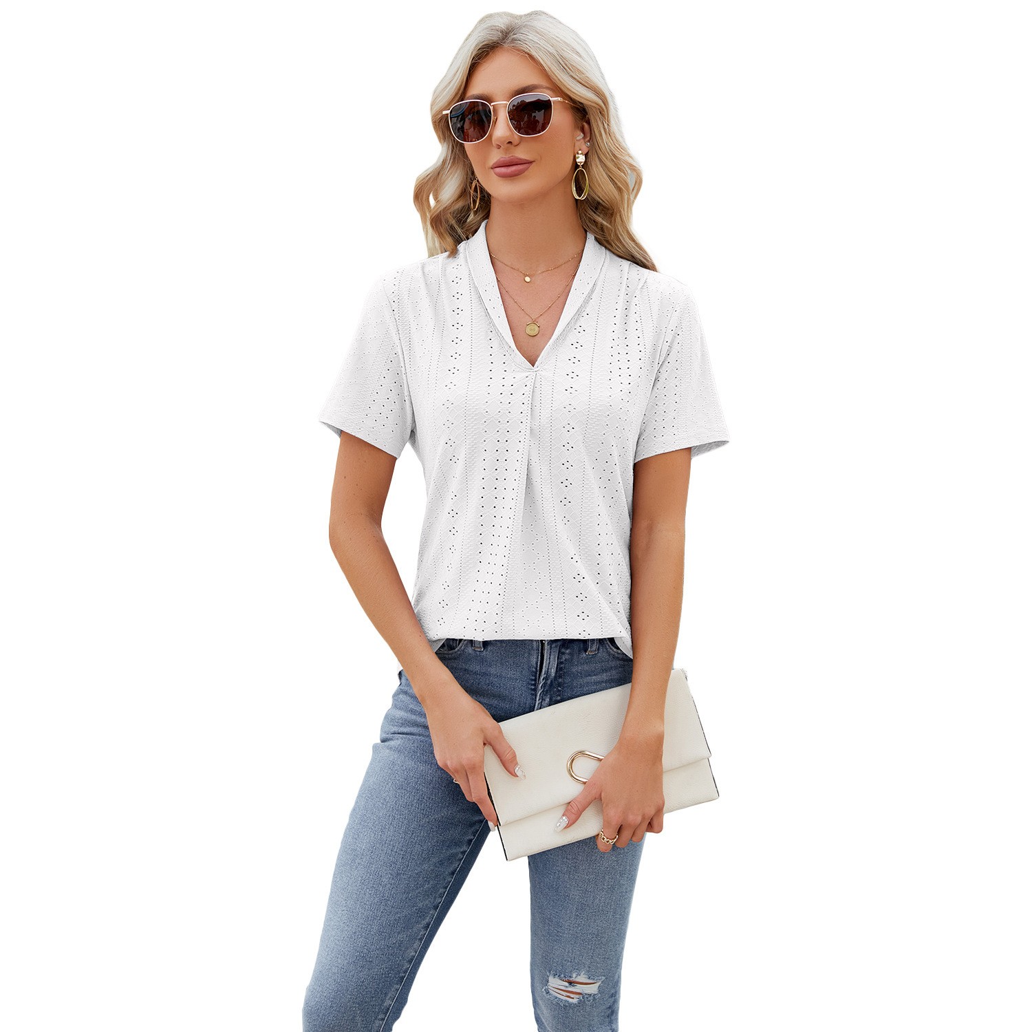 Hollow V-Neck Summer Tee