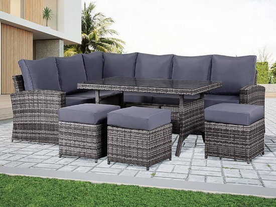 Outdoor Rattan Corner Dining Set with Cushions