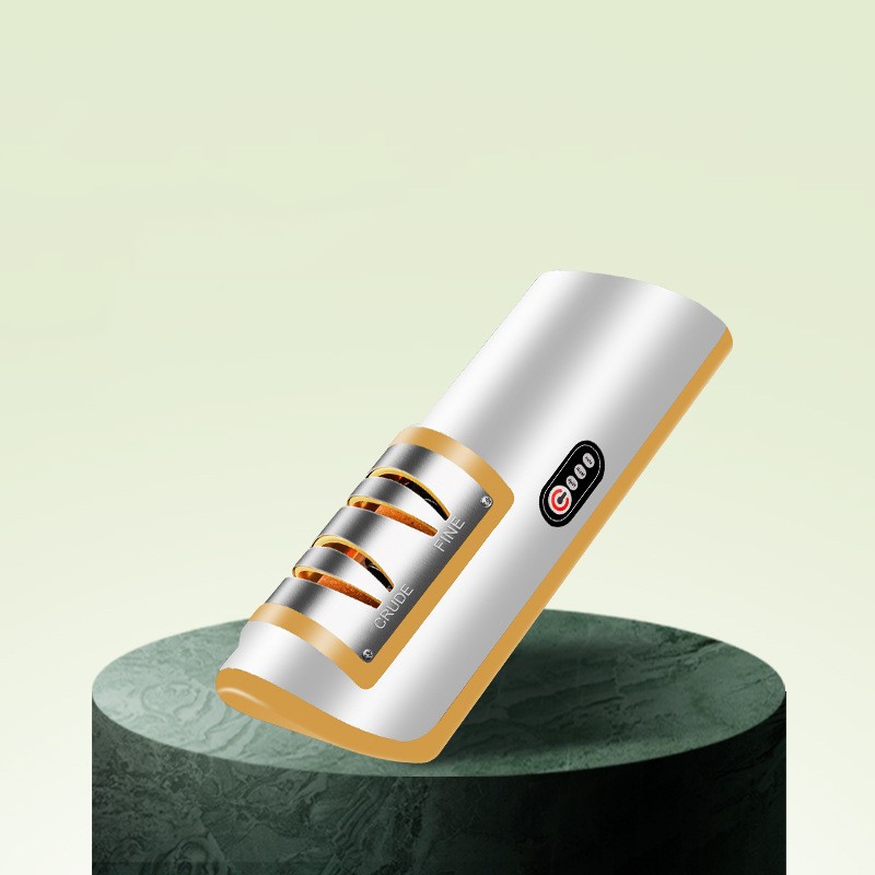 USB Rechargeable Electric Knife Sharpener with Automatic Adjustability for Knives, Scissors