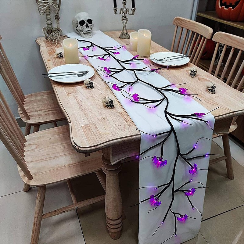 Enchanted Willow Vine LED Lights with Cartoon Bat & Pumpki Designs