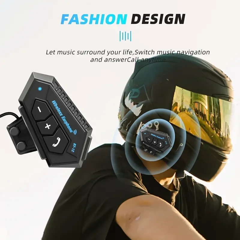 Wireless Motorcycle Helmet Headset Hands-Free Call & Music Player