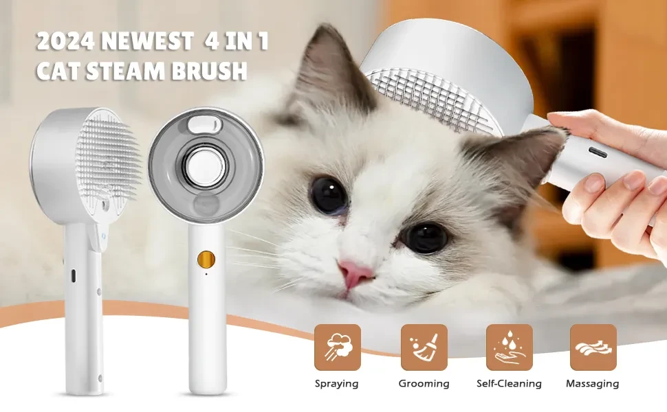 Cat Steam Brush For Shedding Spritz Defur Comb For Cats Cloud Care Cat Brush For Indoor Cats Shedding Steam Cat Brush For Long Short Hair Cats Dogs Spray Pet Grooming Brush For Massage Clean