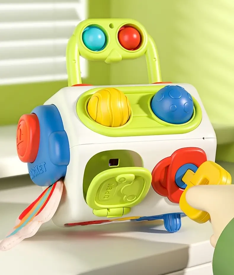 10 In 1 Busy Cube For Toddlers Kids, Sensory Activities Busy Board, Baby Gifts For Christmas Infant Boys Girls Airplane Plane Car Travel Toys Educational Learning-Random Accessory Colors