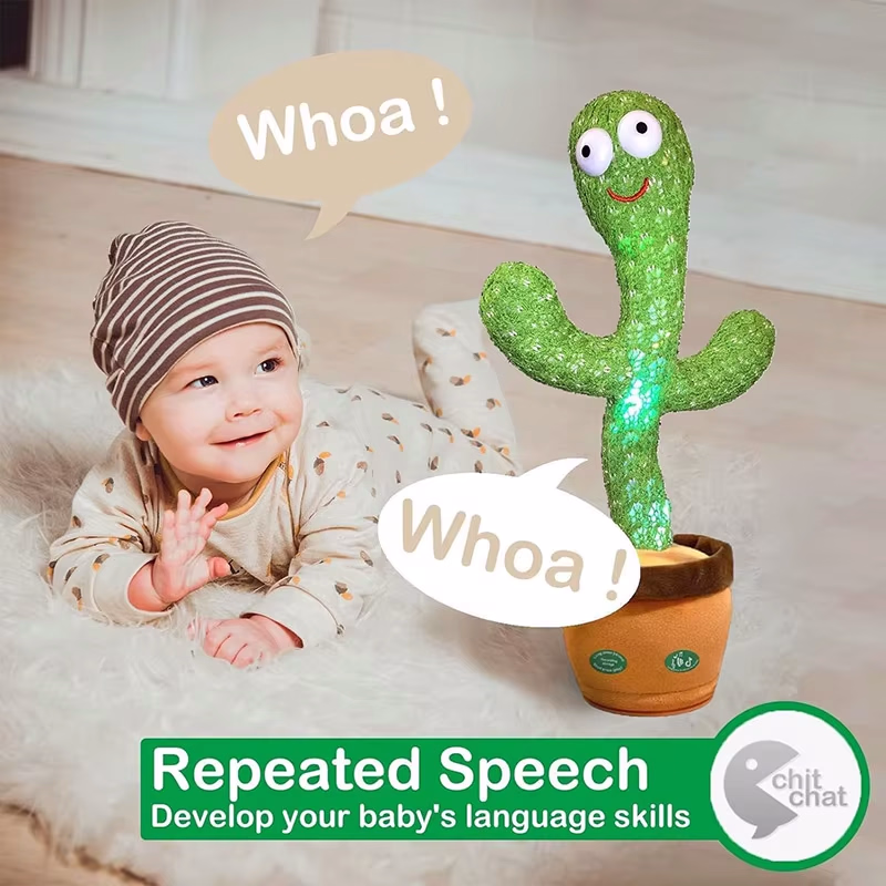Dance Cactus Talking Toy - LED Singing & 15-Second Recorder