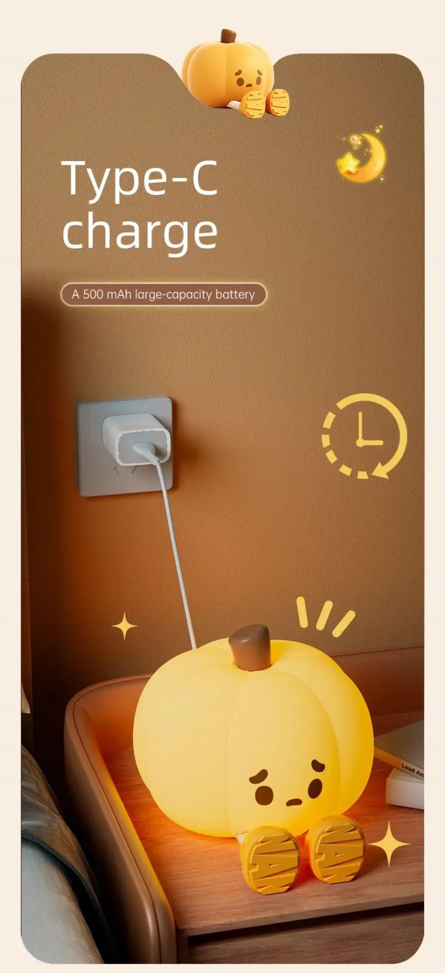 Home Decor Halloween Pumpkin Night Light Touch Dimmable Lamp