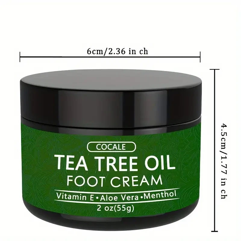 COCALE Tea Tree Oil Foot Cream - Hydrating & Nourishing with Aloe Vera, Hyaluronic Acid & Honey, 2oz
