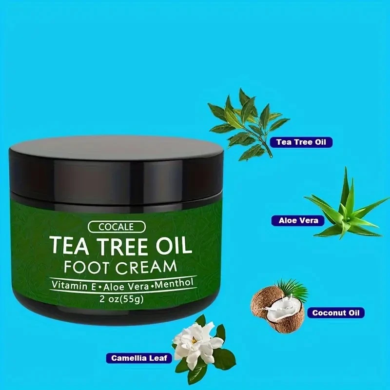 COCALE Tea Tree Oil Foot Cream - Hydrating & Nourishing with Aloe Vera, Hyaluronic Acid & Honey, 2oz