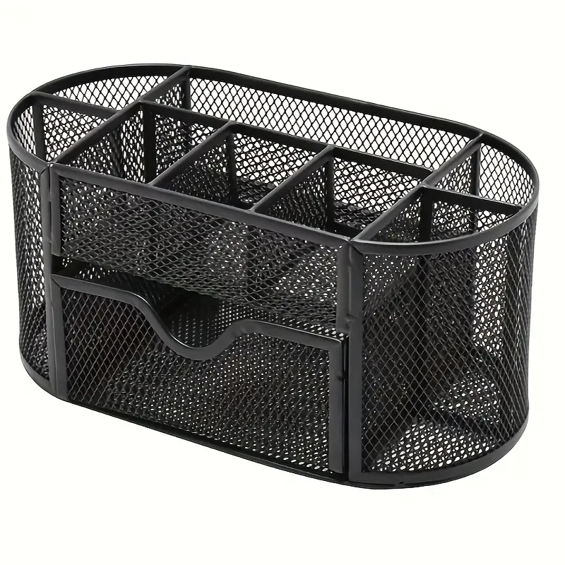 Pen Holder Mesh Desk Tidy Desktop Stationery Organizer with Drawer