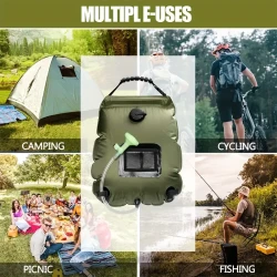 Solar Heated Camping Shower Bag - Portable Bath Bag with Removable Hose