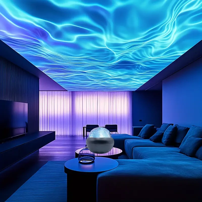 Black LED Water Ripple Projector Multi-Color USB Crystal Ball Night Light
