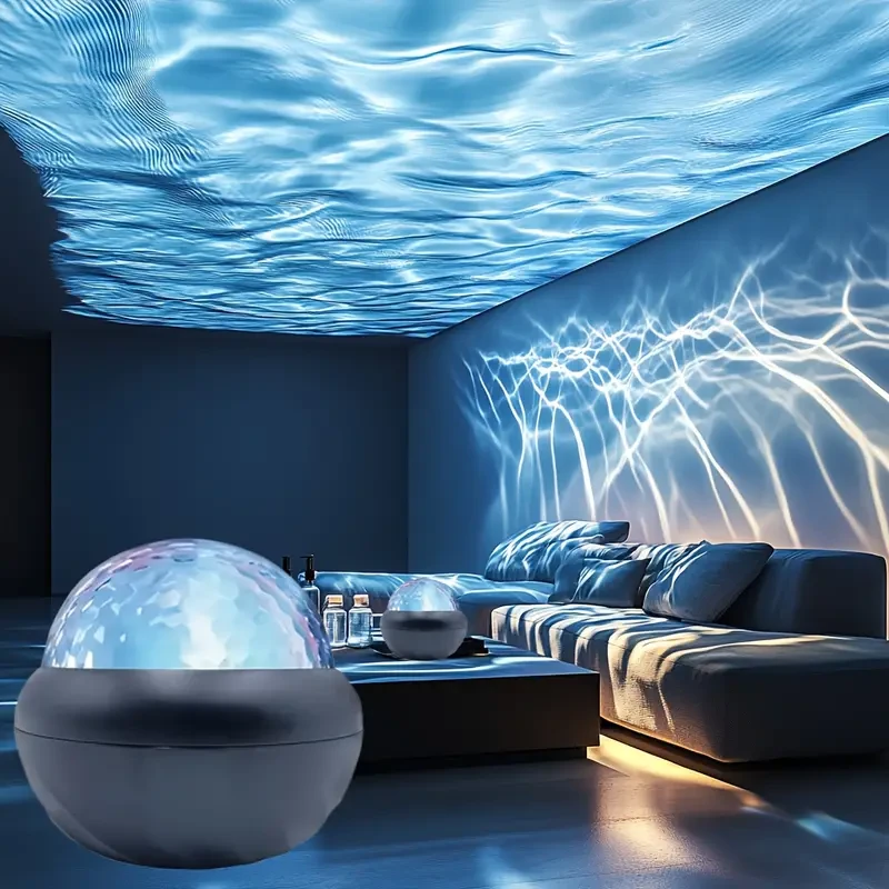 Black LED Water Ripple Projector Multi-Color USB Crystal Ball Night Light