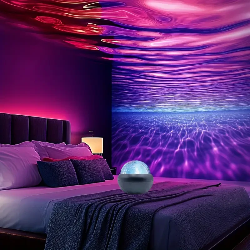 Black LED Water Ripple Projector Multi-Color USB Crystal Ball Night Light