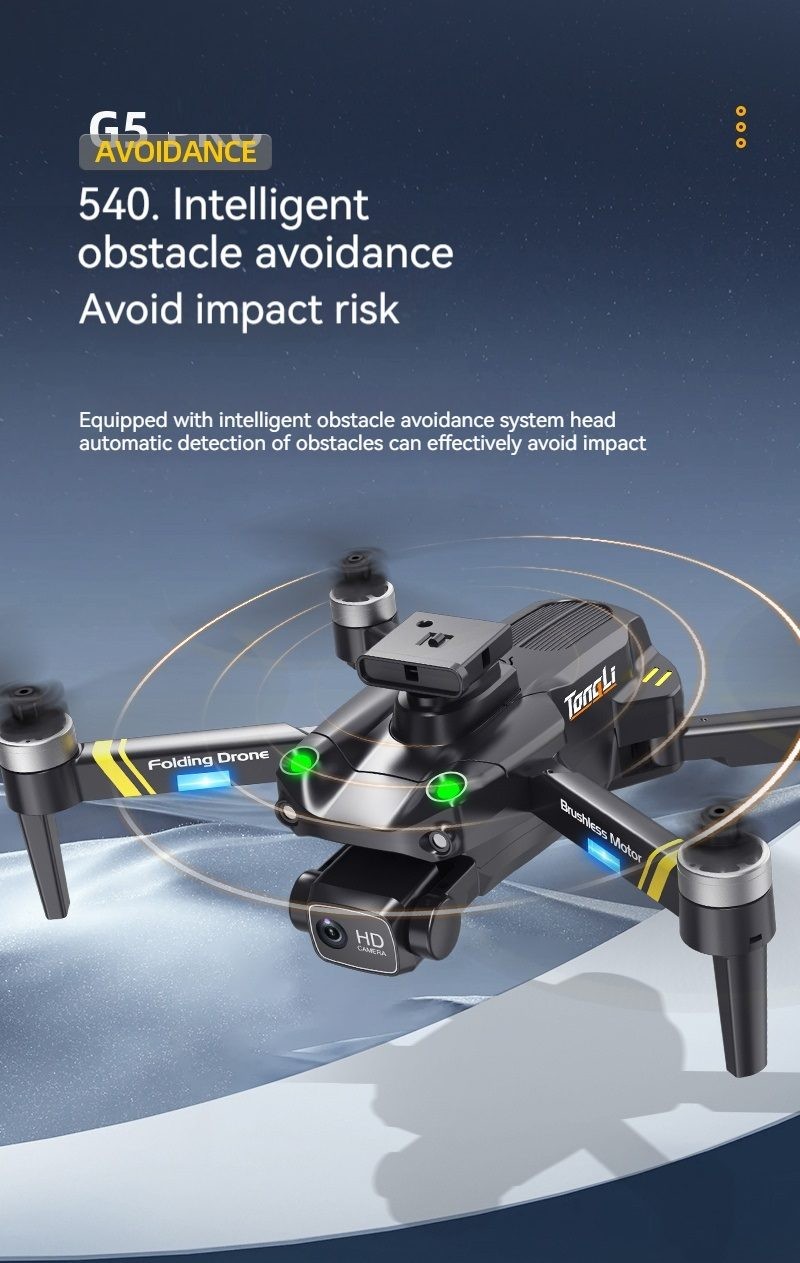 G5 Drone 4K Dual Camera with Obstacle Avoidance and 2 Batteries for Extended Flight Tim