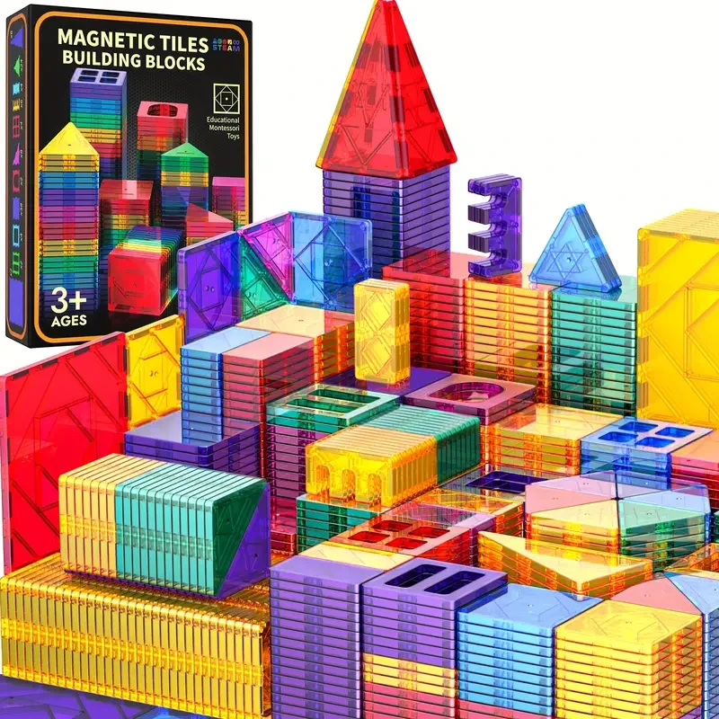 KIDNOAM 102pcs Magnetic Building Blocks Vehicle-Themed Construction Toys