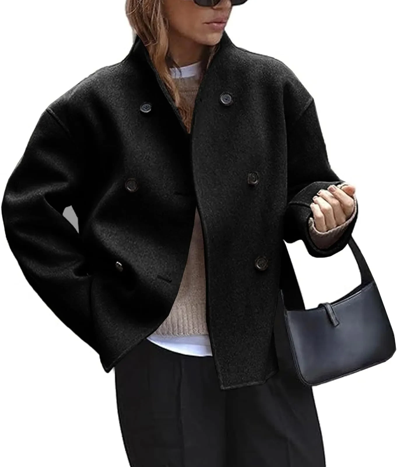 Three-row Button Short Plaids And Tweedst Coat Double-faced Woolen Goods