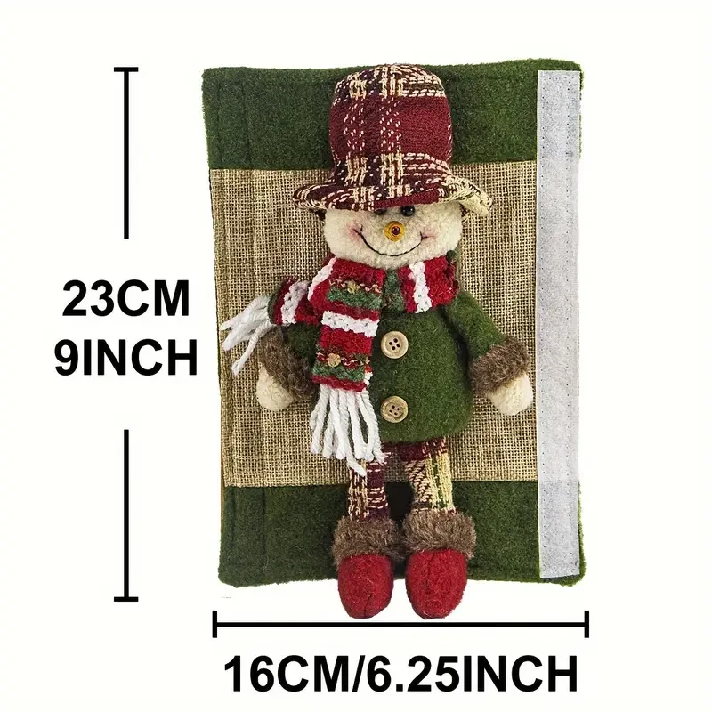 2-Pack Christmas Refrigerator Door Handle Covers, Vintage Plaid Fabric Santa & Snowman Kitchen Appliance Handle Covers, Polyester Non-Electric Festive Decor for Fridge, Microwave, Dishwasher - Universal Holiday Anniversary Party Supplies