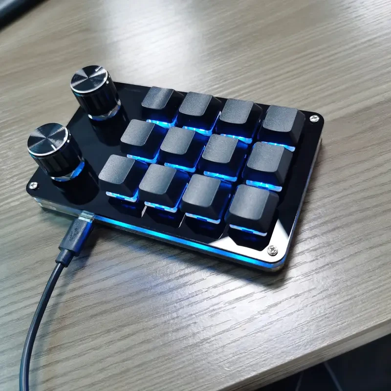Mechanical Keyboard for Windows 10 - 12 Keys with Dual Rotary RGB Lights