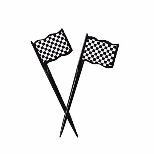 Racing Car & Flags Picks Plastic - Pack of 12