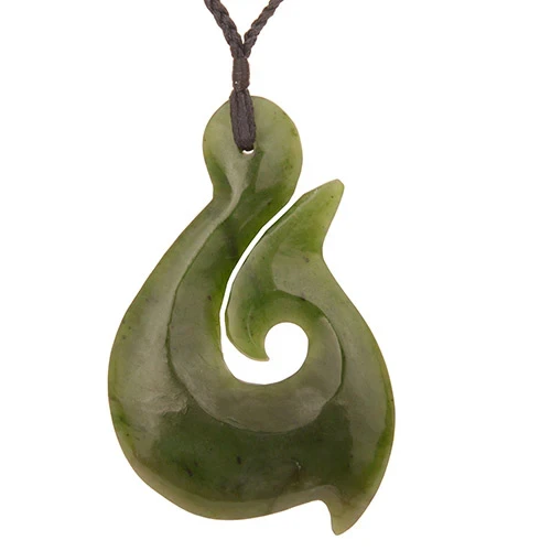 Greenstone Fish Hook 85mm Pendant