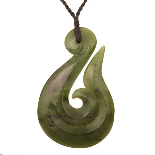 Greenstone Hook with Koru Swirl Pendant Necklace