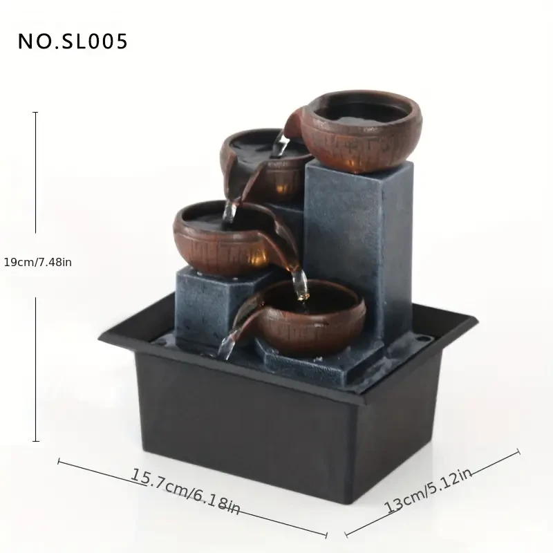 Resin Tiered Bowls Tabletop Fountain