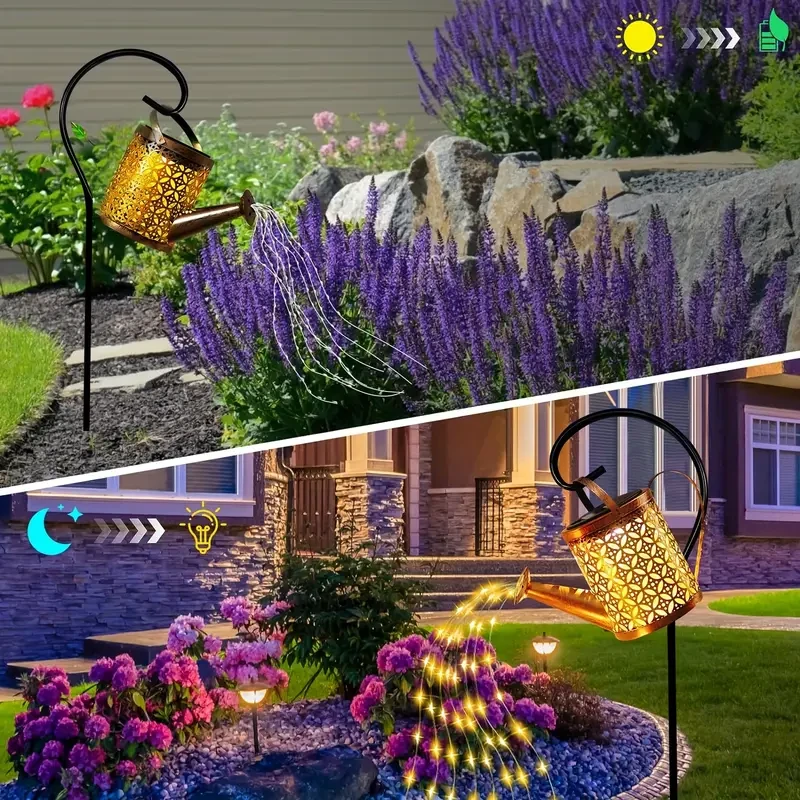 Solar-Powered LED Kettle Light - Metal Garden Lantern for Outdoor Patios, Lawns & Pathways