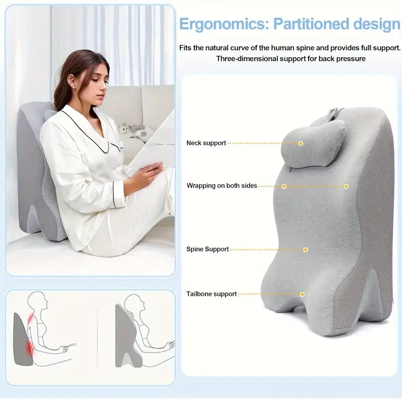Ergonomic Memory Foam Wedge Pillow with Headrest