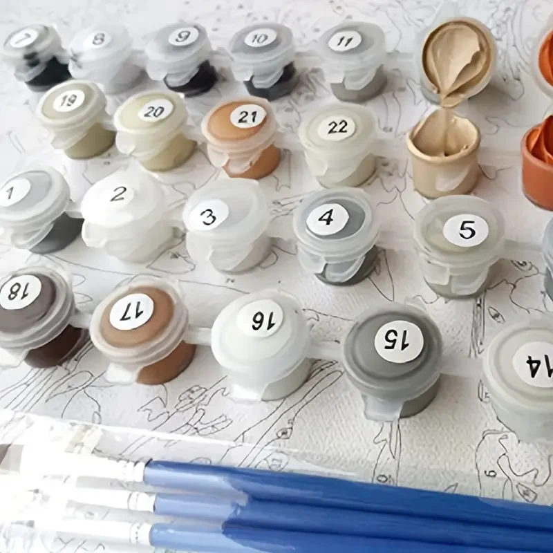 Sunset Sea Paint By Number DIY Kit with Wooden Frame