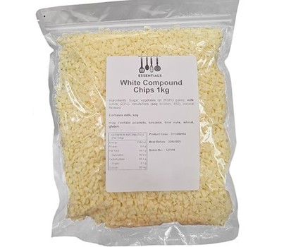 CHOCOLATE WHITE COMPOUND CHIPS 1KG (ESSENTIALS SFCOW004)