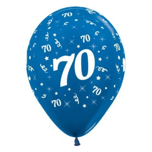 Balloons Age 70 Blue Metallic  - Pack of 6