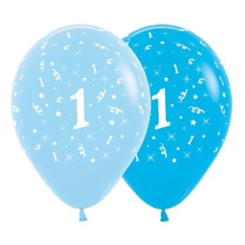 Balloons Age 1 Blue - Pack of 6