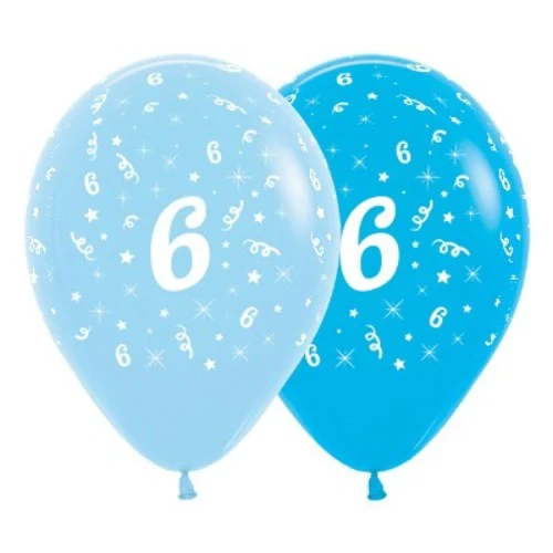 Balloons Age 6 Blue - Pack of 6