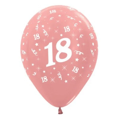 Balloons Age 18 Rose Gold Metallic Pearl  - Pack of 25