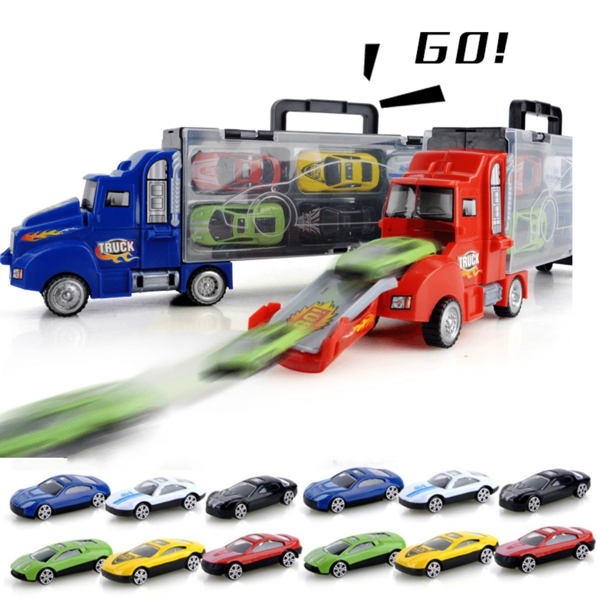 Sliding Alloy Children's Toy Container Truck Model