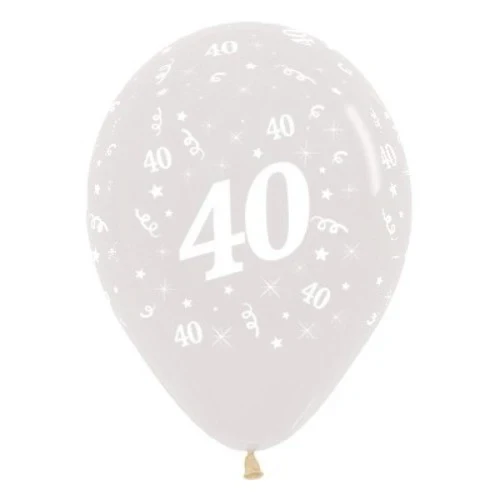 Balloons Age 40 Jewel Crystal Clear  - Pack of 25