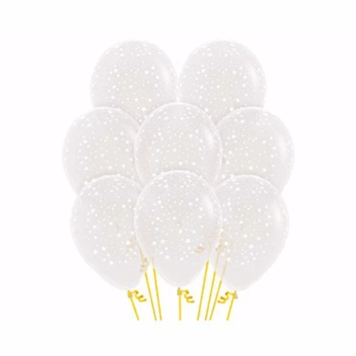 Balloons - Small Stars on Diamond Clear  - Pack of 12
