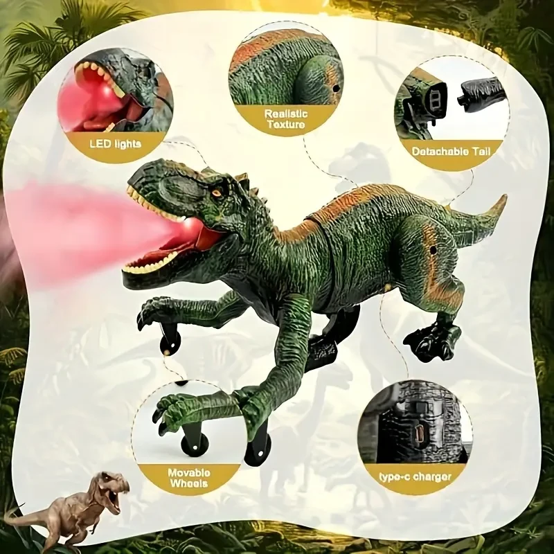 Remote Control Tyrannosaurus Rex Dinosaur Toy Glowing Spray